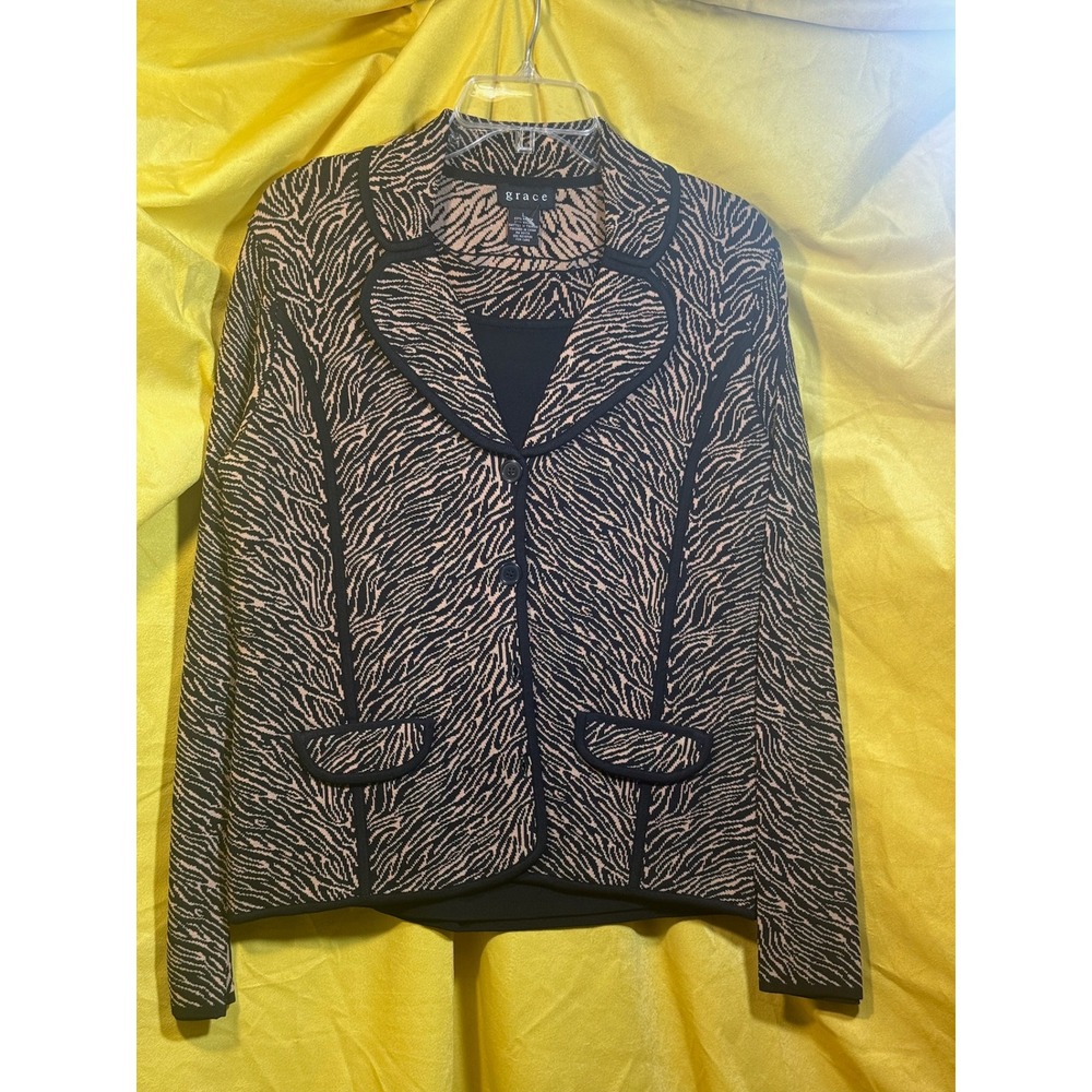 Grace City Tiger Tweed 3 Piece Knit Skirt Set Black Tan XL NEW